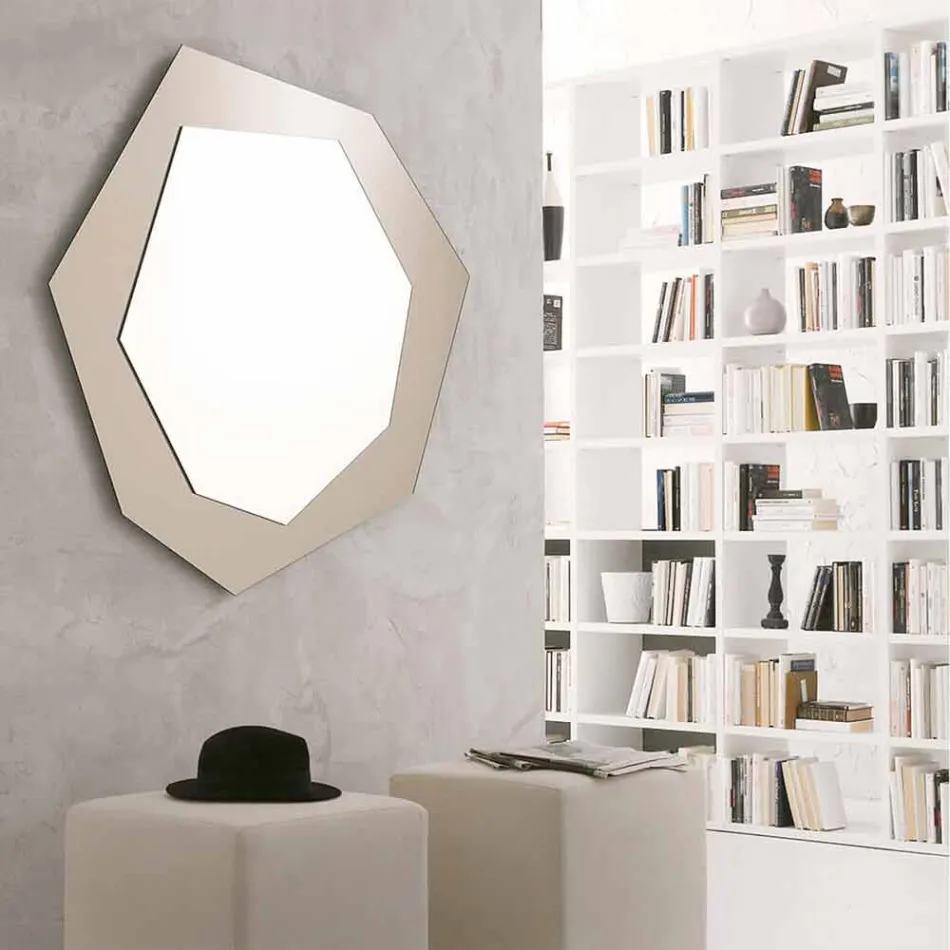 Shaped Wall Mirror with Glass Frame Made in Italy - Chlorine Viadurini