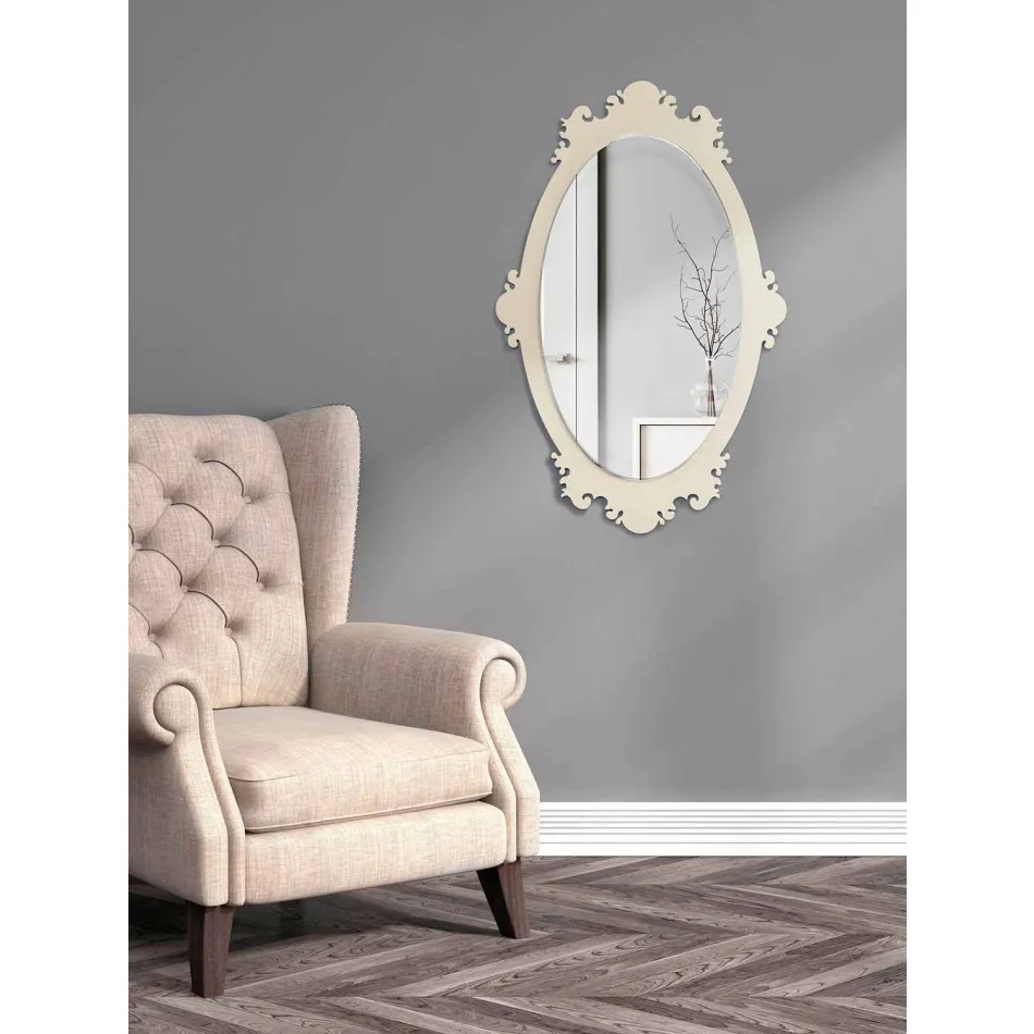 Vintage Design Wall Mirror in Brown Wood with Frame - Giangio Viadurini