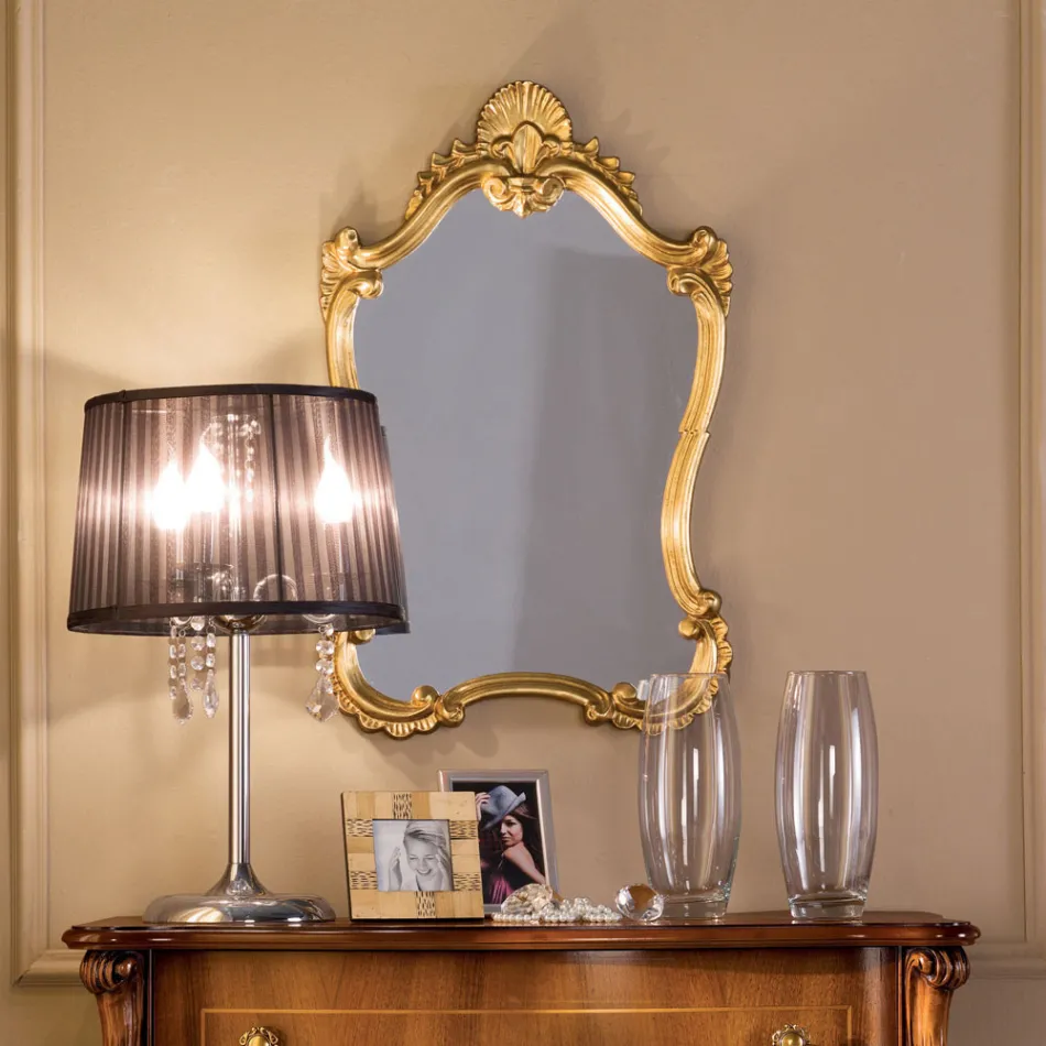 Classic Gold Leaf Mirror with Shaped Frame Made in Italy - Precious Viadurini