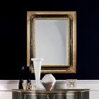 Rectangular Mirror in Gold and Black Leaf Wood Made in Italy - Sophie Viadurini