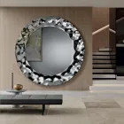Round Mirror with Wavy Glass Frame Made in Italy - Adelma Viadurini