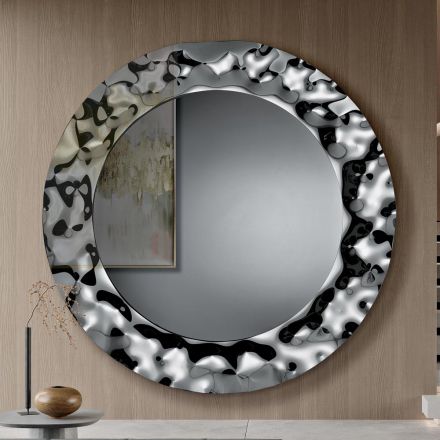 Round Mirror with Wavy Glass Frame Made in Italy - Adelma Viadurini