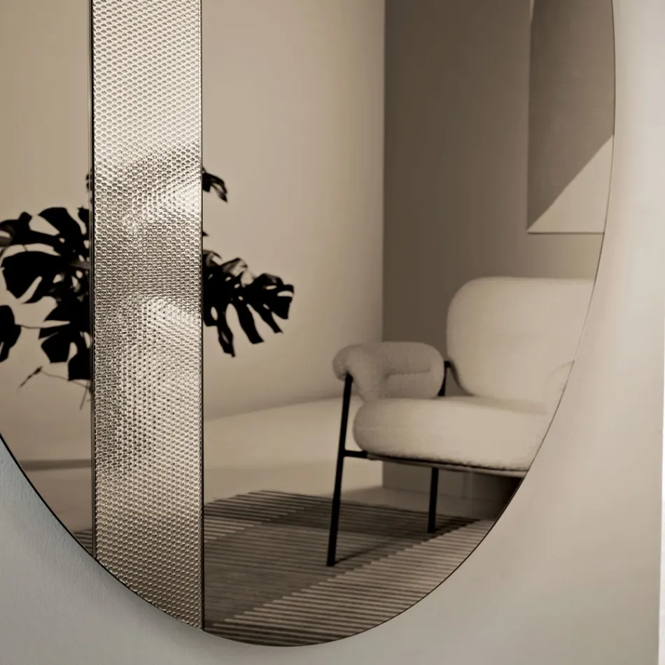 Round Mirror with Mesh Insert Made in Italy - Brigitta Viadurini
