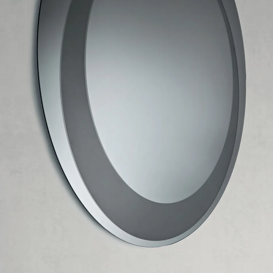 Round Wall Mirror with Sandblasted Decoration Made in Italy - Annamaria Viadurini