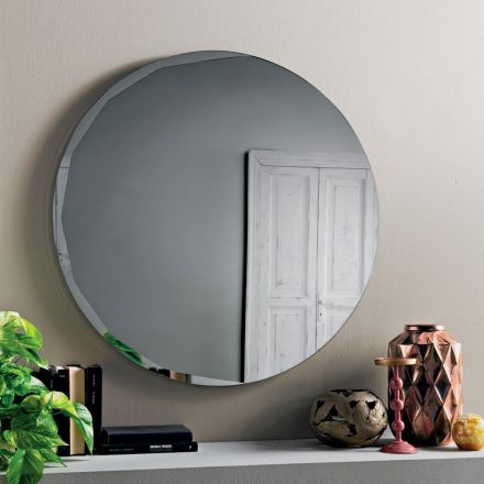 Round Wall Mirror with Lateral Grinding Made in Italy - Andreina Viadurini