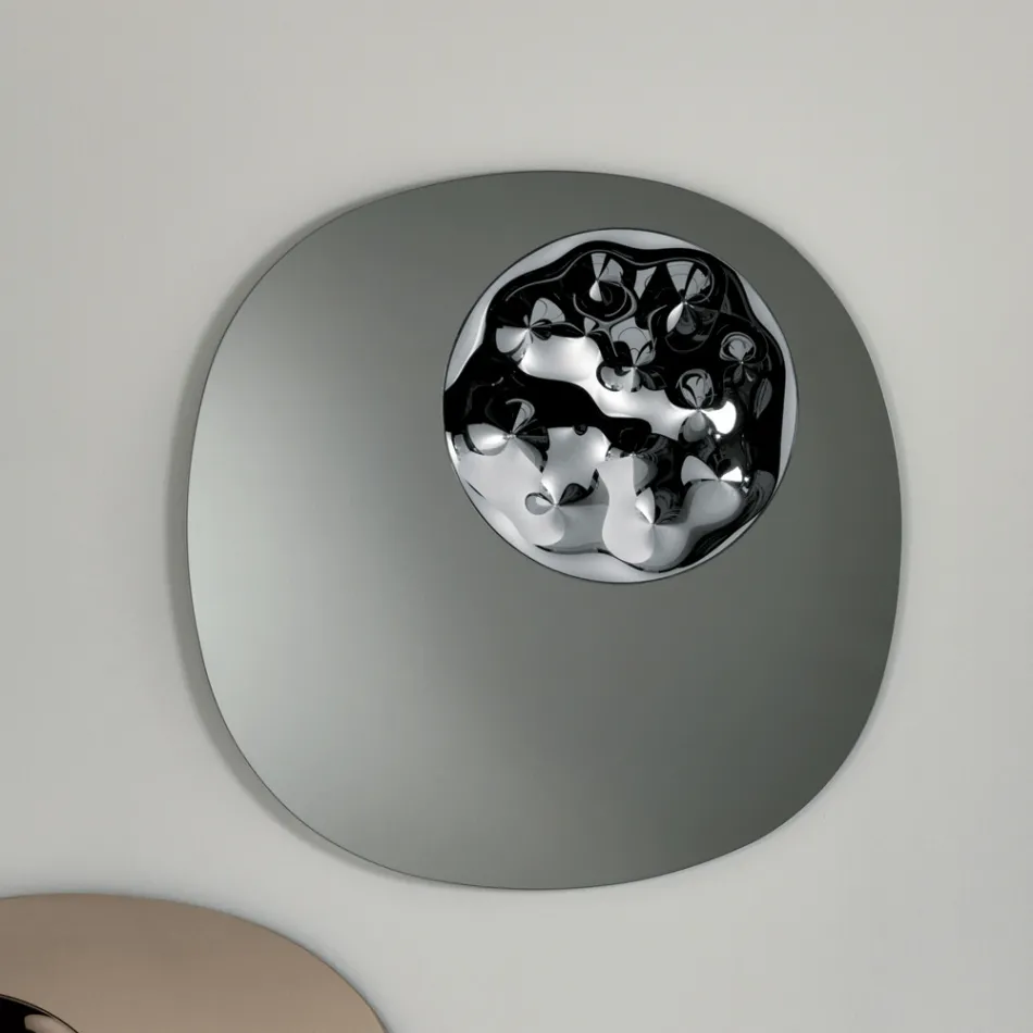 Shaped Mirror with Wavy Glass Insert Made in Italy - Adalberta Viadurini