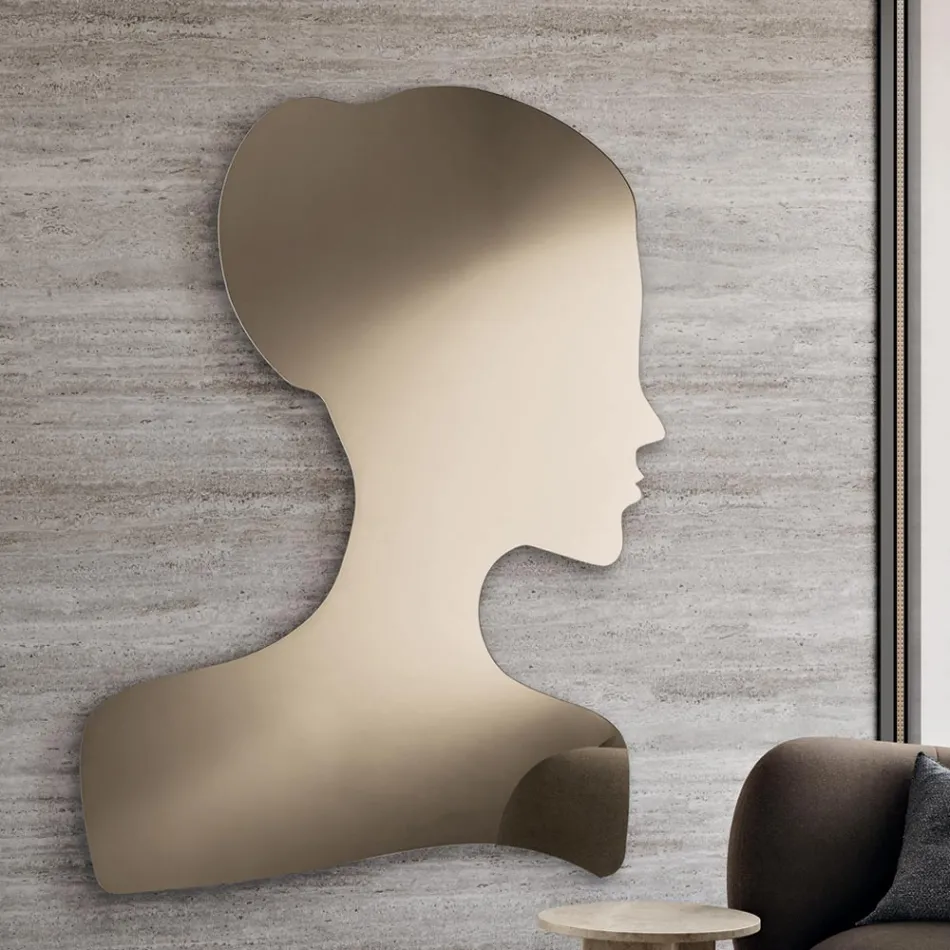 Shaped Mirror with a Woman's Face Made in Italy - Brunilde Viadurini