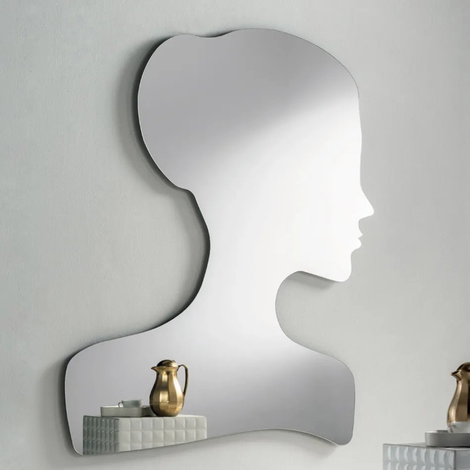Shaped Mirror with a Woman's Face Made in Italy - Brunilde Viadurini