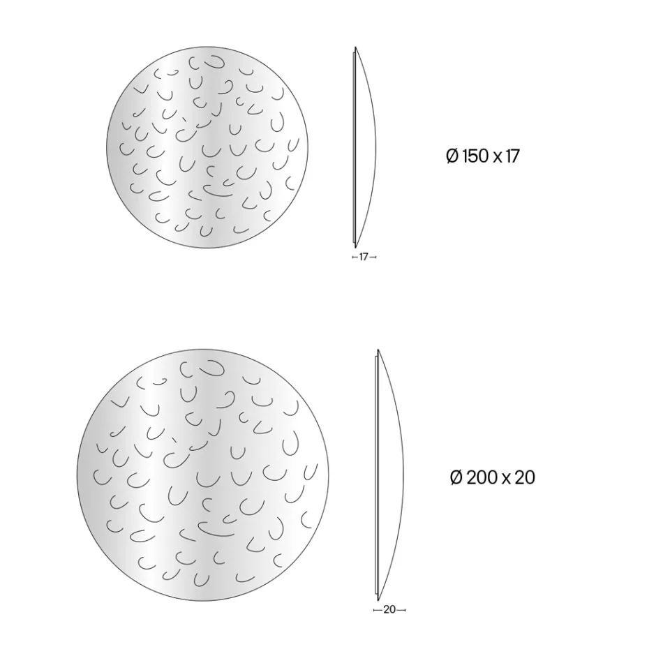 Clea Round Wall Mirror in Hammered Glass, Made in Italy Viadurini