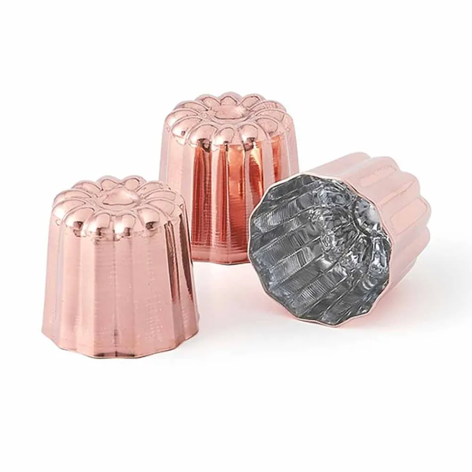 6 Pieces Tinned Copper Hand-Tinned Copper Cake Molds - Gianvito Viadurini