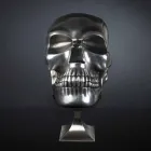 Skull-Shaped Statue in Silver Ceramic Made in Italy - Skull Viadurini