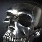 Skull-Shaped Statue in Silver Ceramic Made in Italy - Skull Viadurini