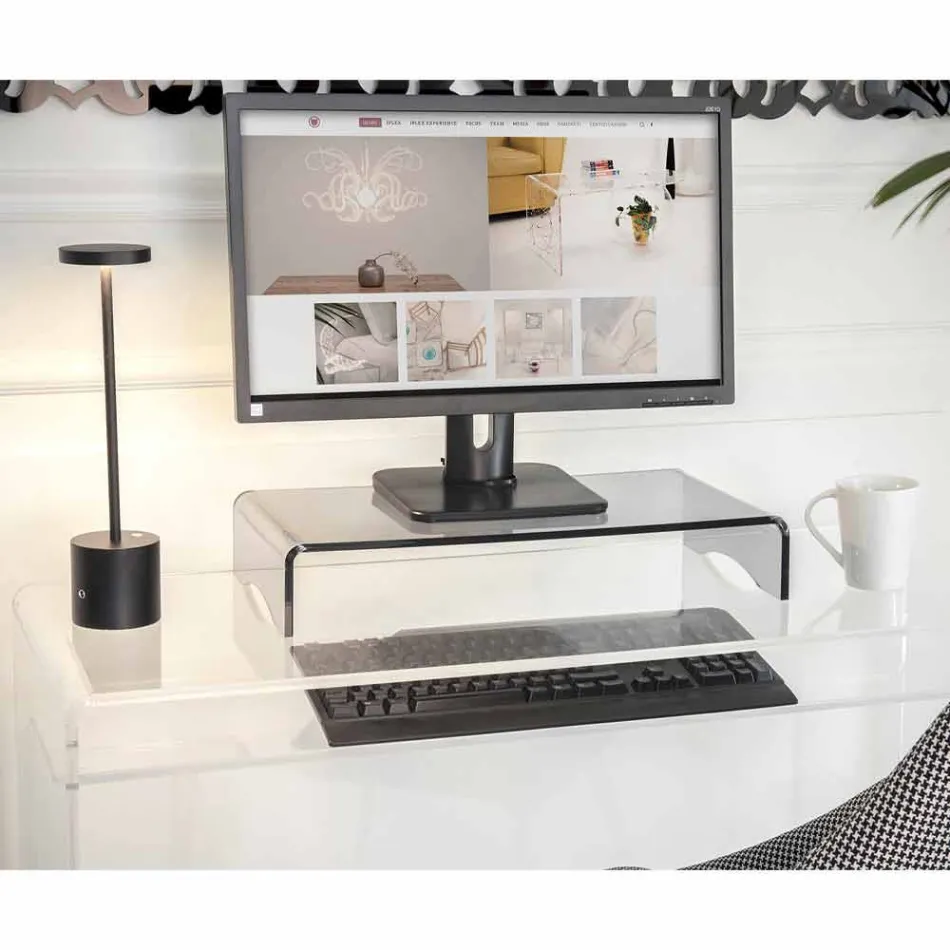 Monitor Stand in Transparent or Smoked Plexiglass Italian Design - Nerd Viadurini