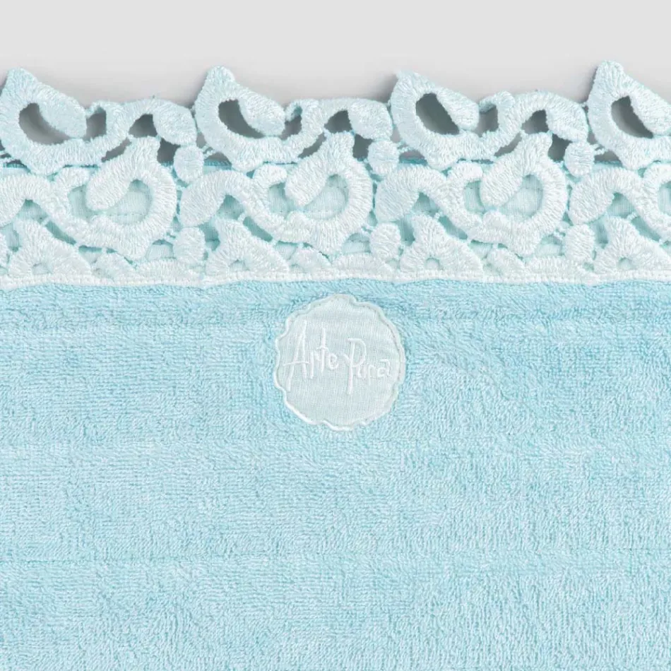 Cotton and Linen Sponge Bathroom Rug with Poema Lace 2 Colors - Cuorotto Viadurini