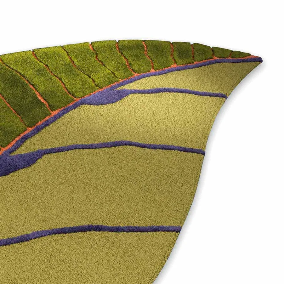 Leaf Shaped Living Room Rug in Hand-Tufted Wool Made in Italy - Acino Viadurini