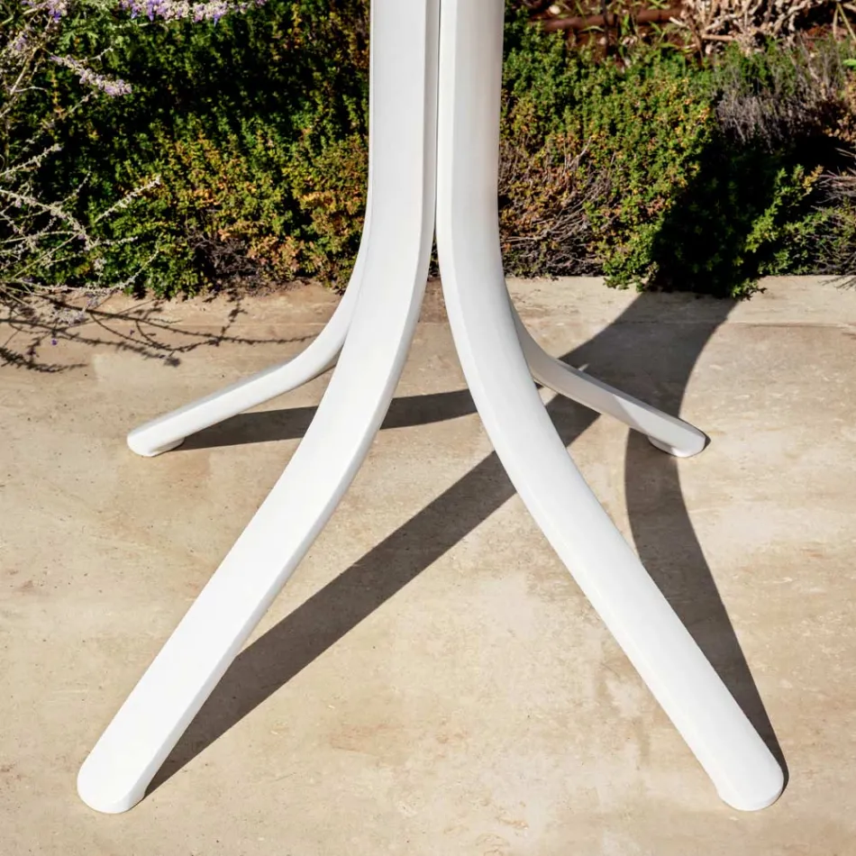 High Outdoor Bar Table with 4 Legs in Aluminum in 2 Colors - Filomena Viadurini