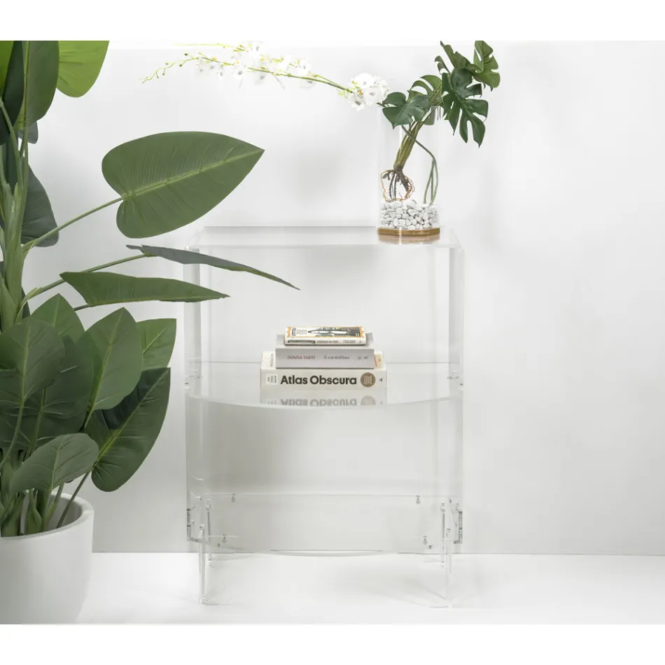 Low Table Bedside Table in Transparent Plexiglass Made in Italy - Alamain Viadurini