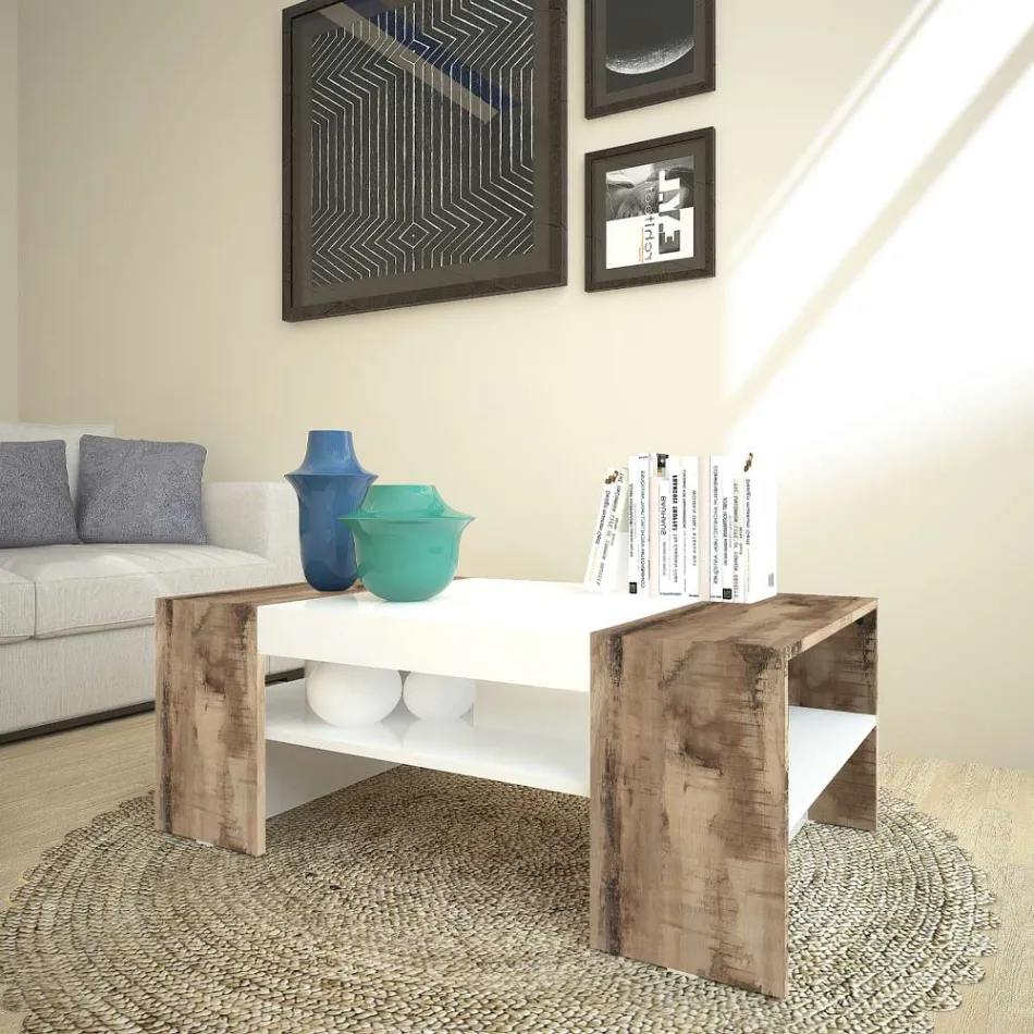 Low Coffee Table for the Living Room in White Wood 3 Finishes - Rames Viadurini