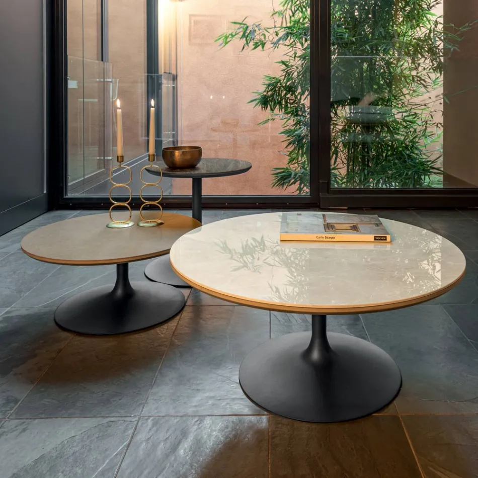 Low Coffee Table in Metal and Ceramic of Various Sizes - Amereo Viadurini