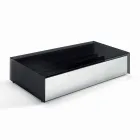 Low Table for Living Room in Smoked Glass and Wooden Drawers 3 Sizes - Mantra Viadurini