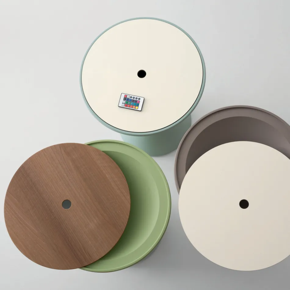 Outdoor Coffee Table in Colored Polyethylene with Internal Compartment - Acute Viadurini