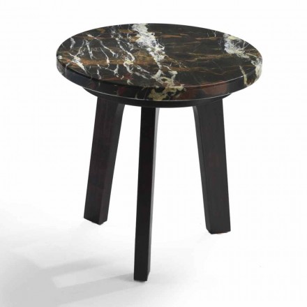 Selmo cocktail table with black-gold marble top, diameter 45 cm Viadurini