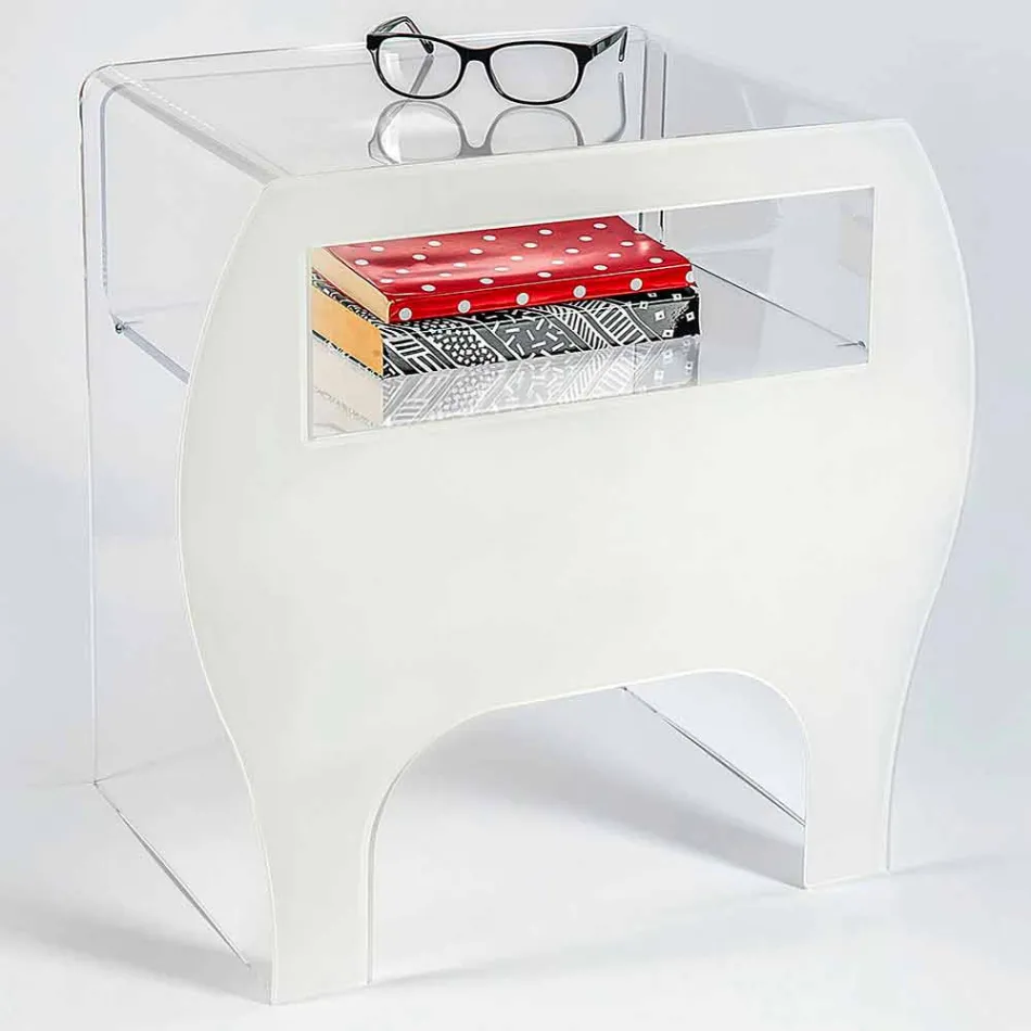 Coffee table / bedside table in Mineo design acrylic crystal Viadurini