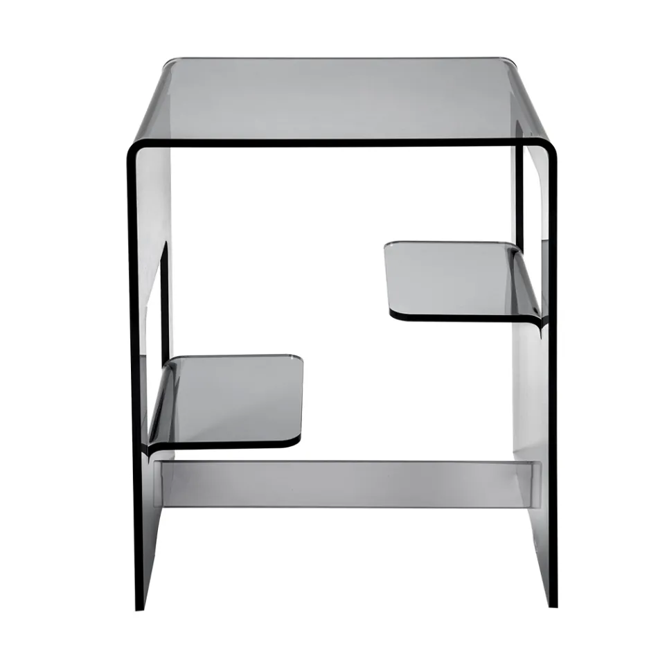 Bedside Table in Transparent or Smoked Plexiglass Made in Italy - Lollao Viadurini