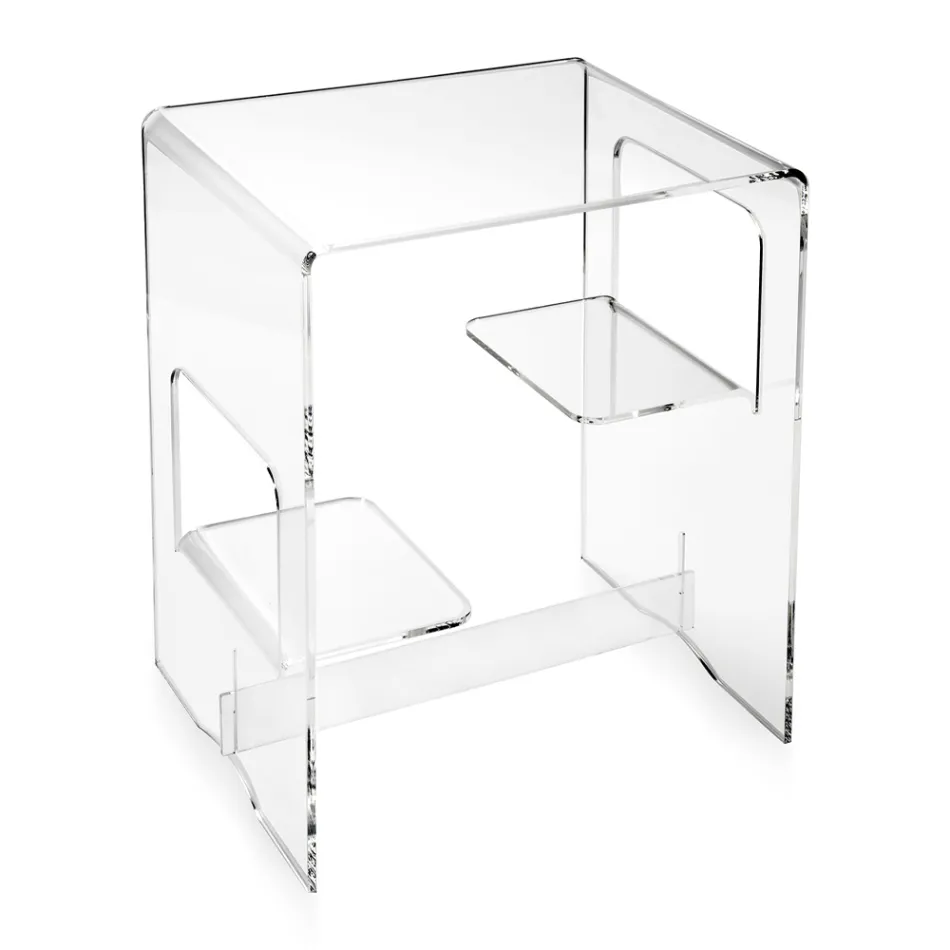 Bedside Table in Transparent or Smoked Plexiglass Made in Italy - Lollao Viadurini