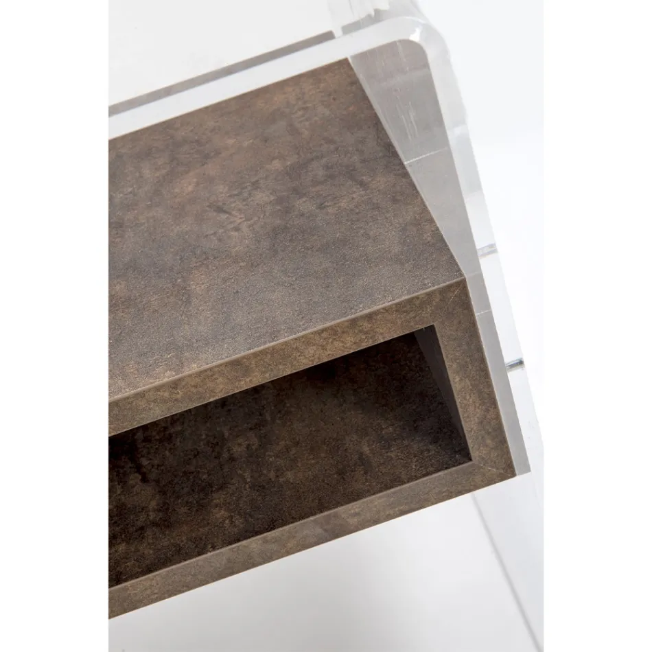 Recyclable Bedside Table in Transparent Plexiglass and Wood - Pascoli Viadurini