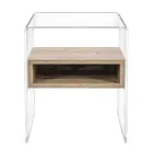 Recyclable Bedside Table in Transparent Plexiglass and Wood - Pascoli Viadurini