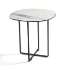 Coffee Table with Metal Base and Mirror and Marble-Effect Ceramic Top - Gisella Viadurini