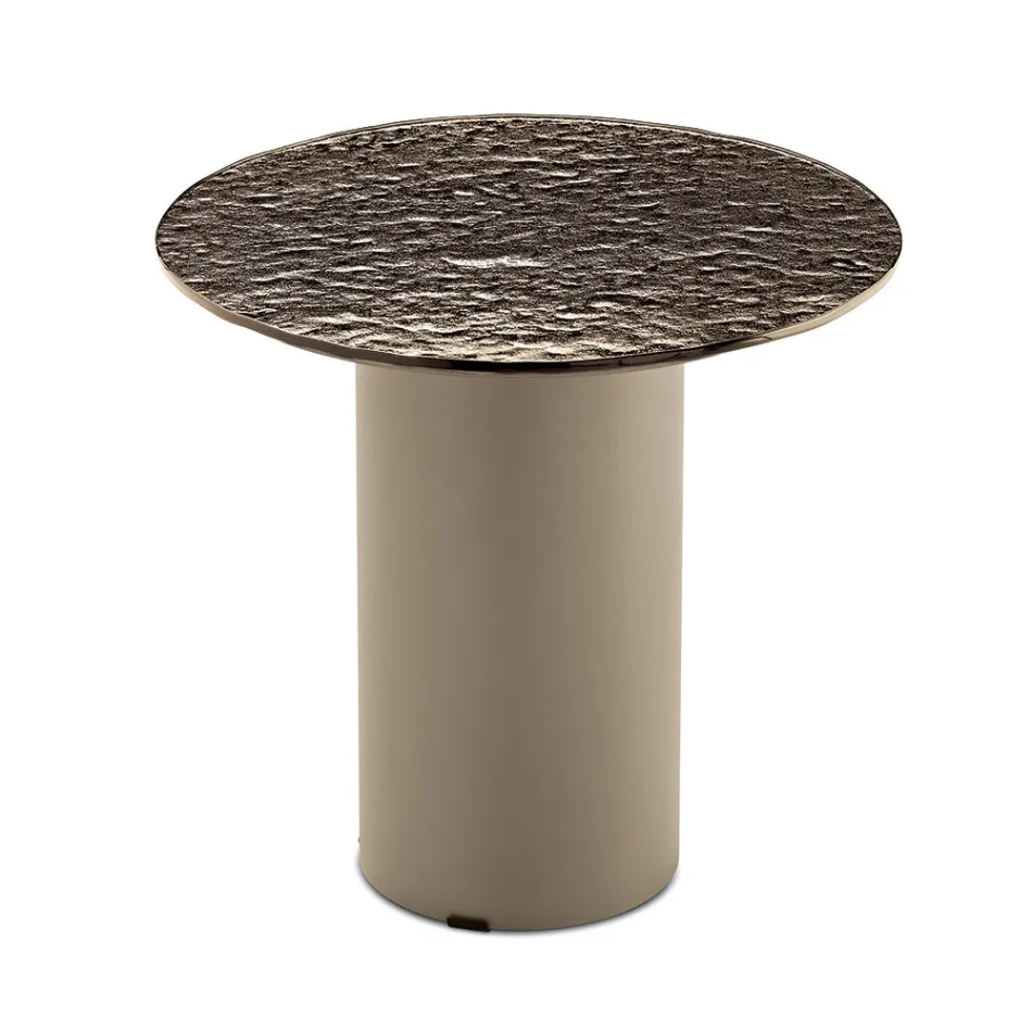 Coffee Table with Metal Base and Ø45 cm Mirror or Glass Top - Flaminia Viadurini