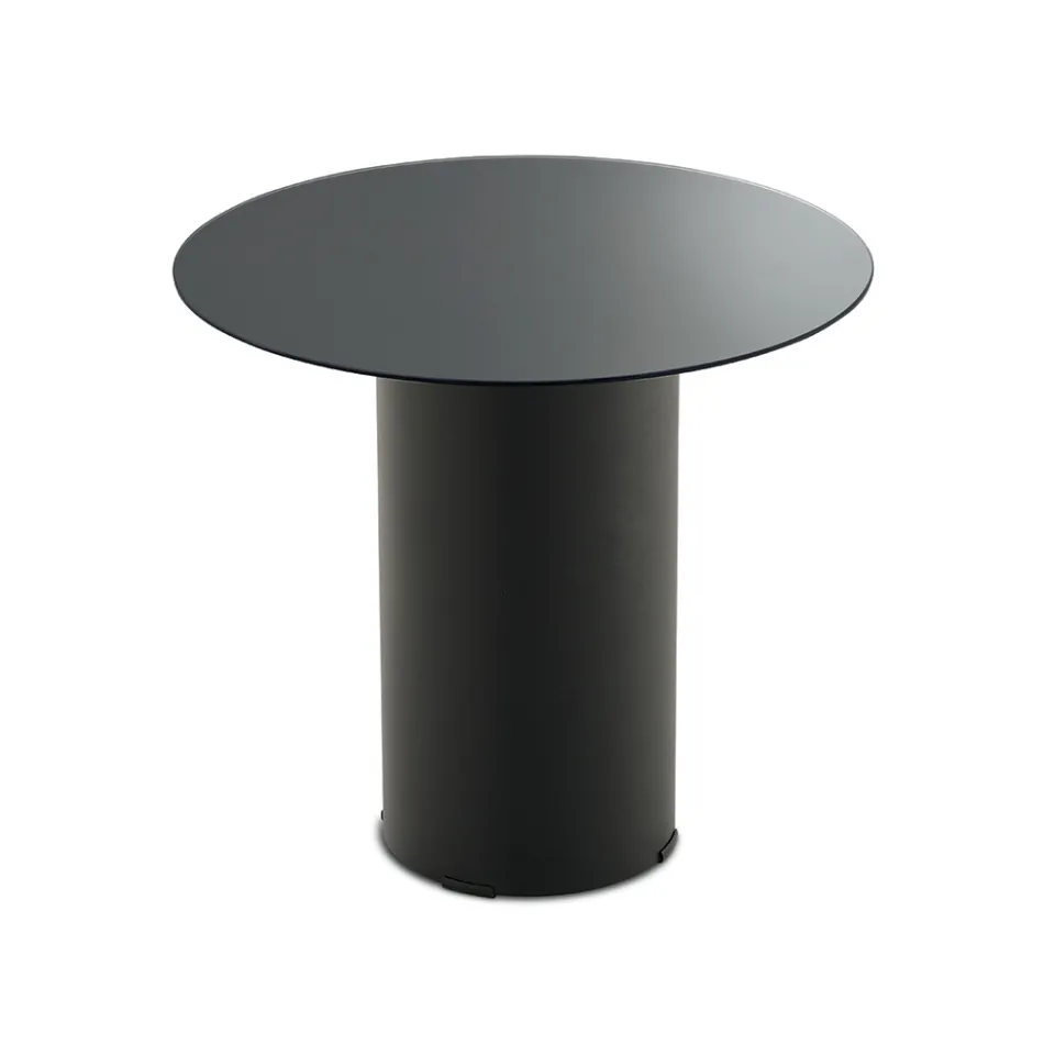 Coffee Table with Metal Base and Ø45 cm Mirror or Glass Top - Flaminia Viadurini