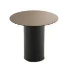 Coffee Table with Metal Base and Ø45 cm Mirror or Glass Top - Flaminia Viadurini