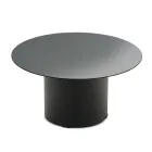 Coffee Table with Metal Base and Ø60 cm Mirror or Glass Top - Flaminia Viadurini