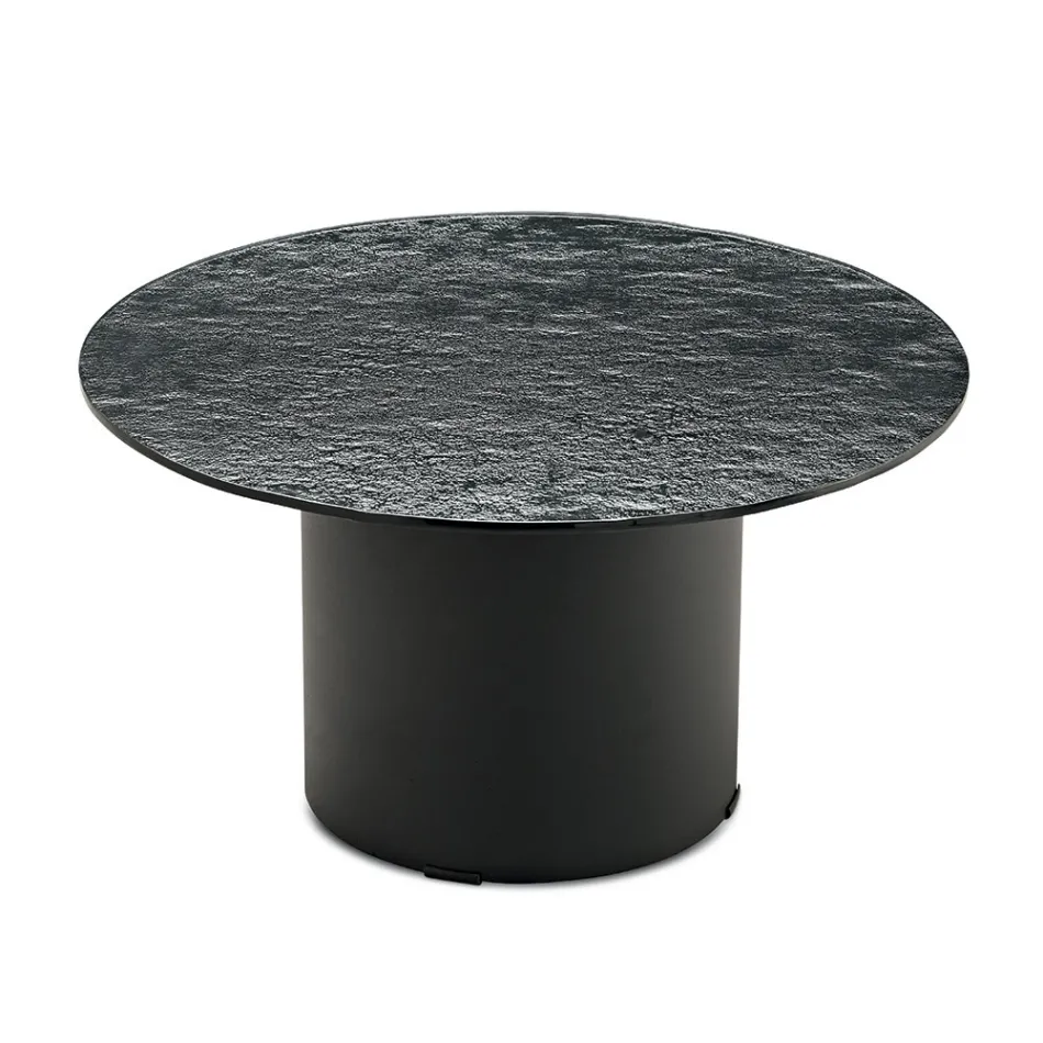 Coffee Table with Metal Base and Ø60 cm Mirror or Glass Top - Flaminia Viadurini