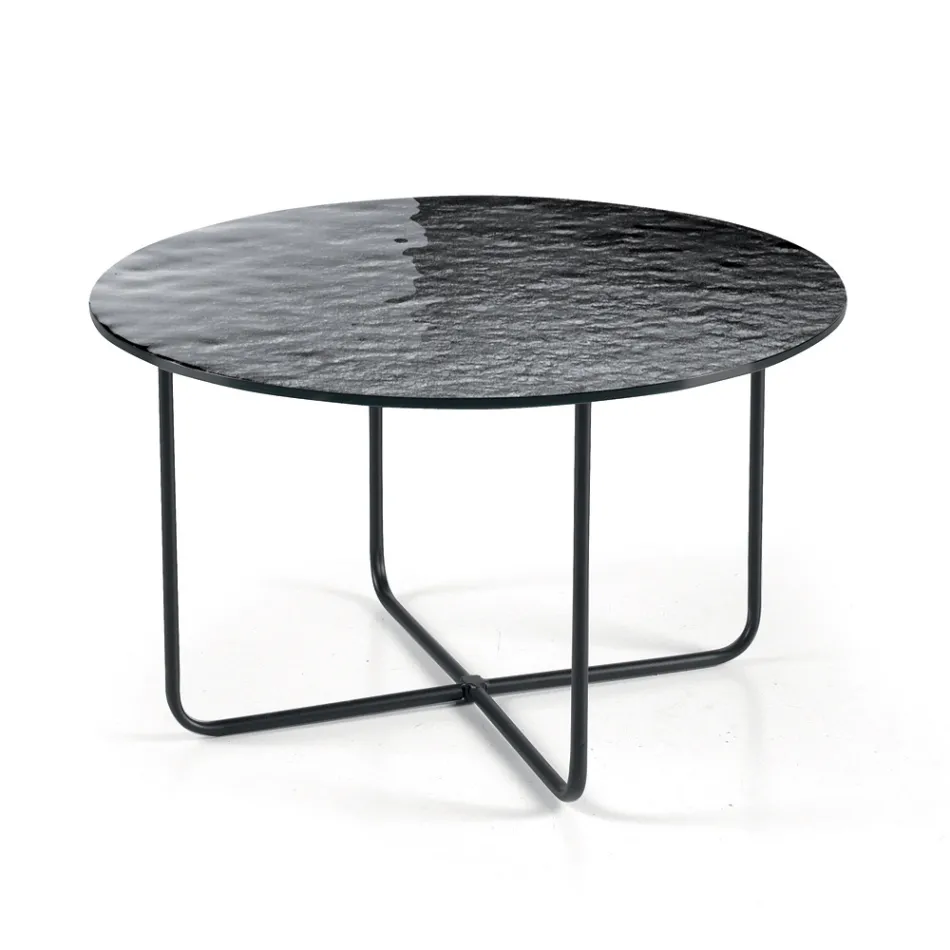 Coffee Table with Mirror and Marble-Effect Ceramic Top Made in Italy - Giusta Viadurini