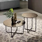 Coffee Table with Mirror and Marble-Effect Ceramic Top Made in Italy - Giusta Viadurini