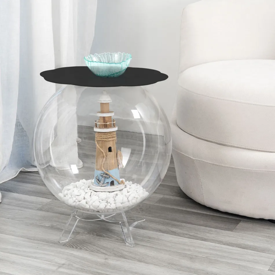 Biffy black round coffee table / container, modern design made in Italy Viadurini