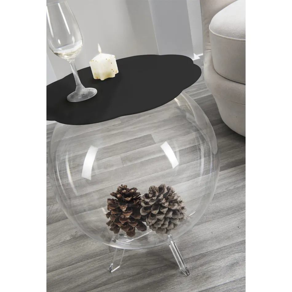 Biffy black round coffee table / container, modern design made in Italy Viadurini