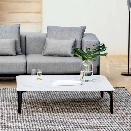 Garden Coffee Table in Aluminum and Stoneware Top 7 Finishes - Filomena Viadurini