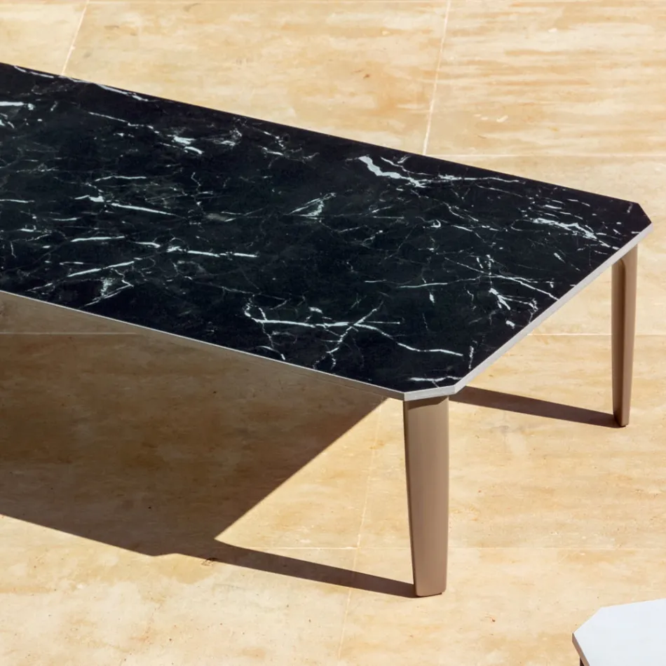 Garden Coffee Table in Aluminum and Stoneware Top 7 Finishes - Filomena Viadurini