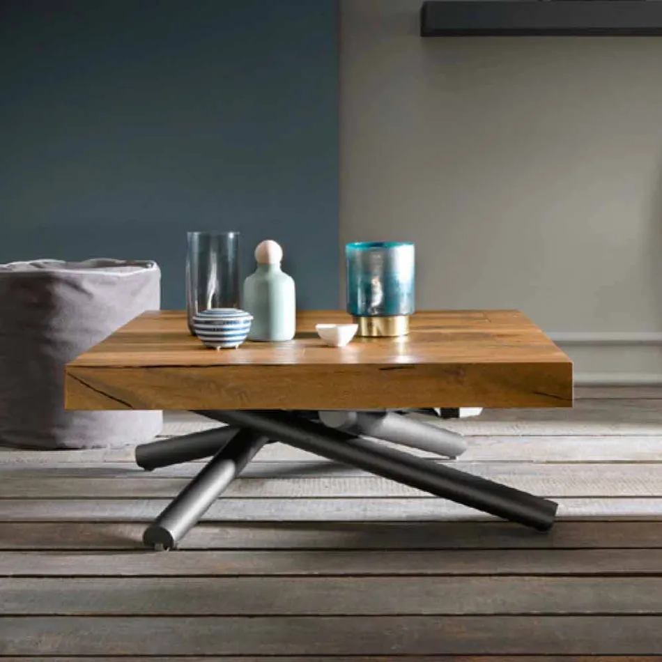 Transformable Design Coffee Table in Made in Italy Wood - Vincenzo Viadurini