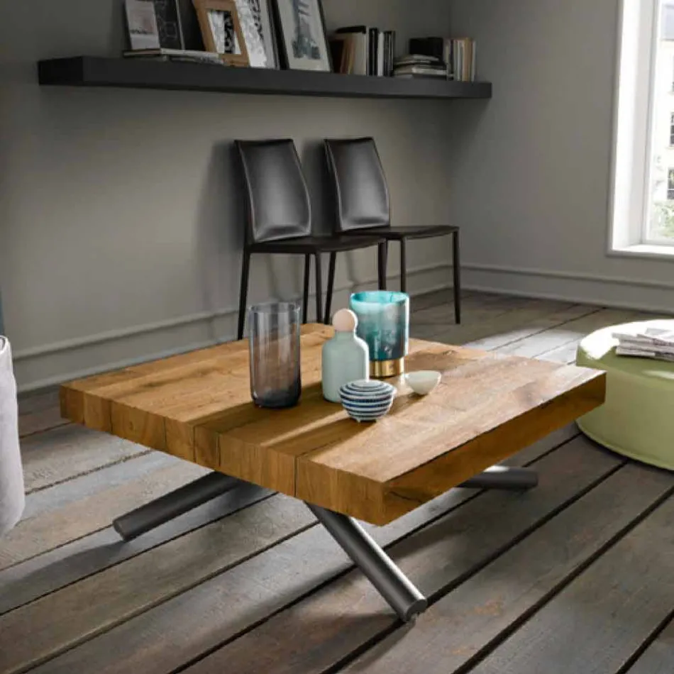 Transformable Design Coffee Table in Made in Italy Wood - Vincenzo Viadurini