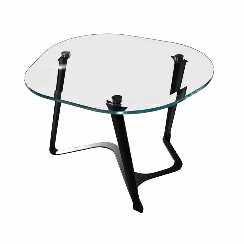 Handmade Coffee Table in Glass and Steel Made in Italy - Marbello Viadurini