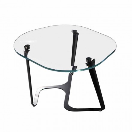 Handmade Coffee Table in Glass and Steel Made in Italy - Marbello Viadurini