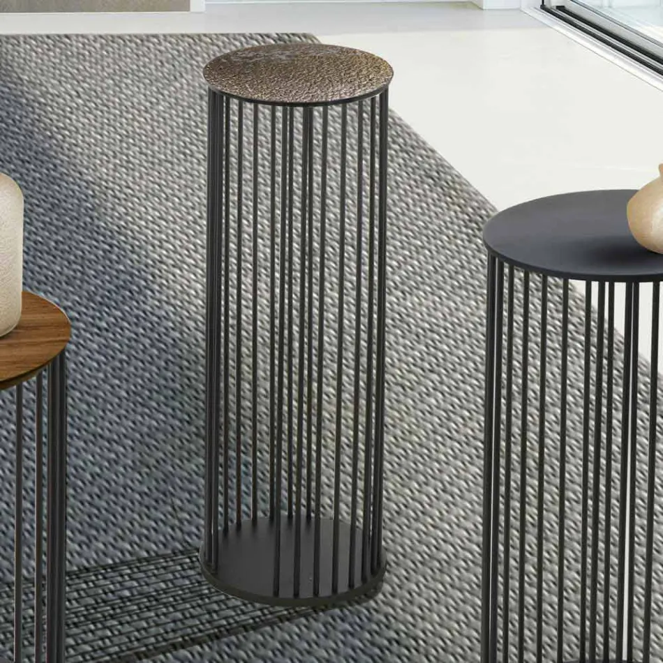 Coffee Table in Forged Crystal and Metal Made in Italy - Montebianco Viadurini