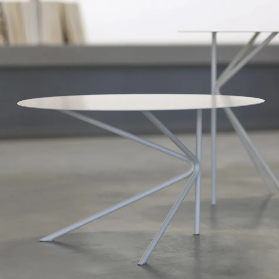 Round Metal Coffee Table, Design in Various Colors and 2 Sizes - Olesya Viadurini