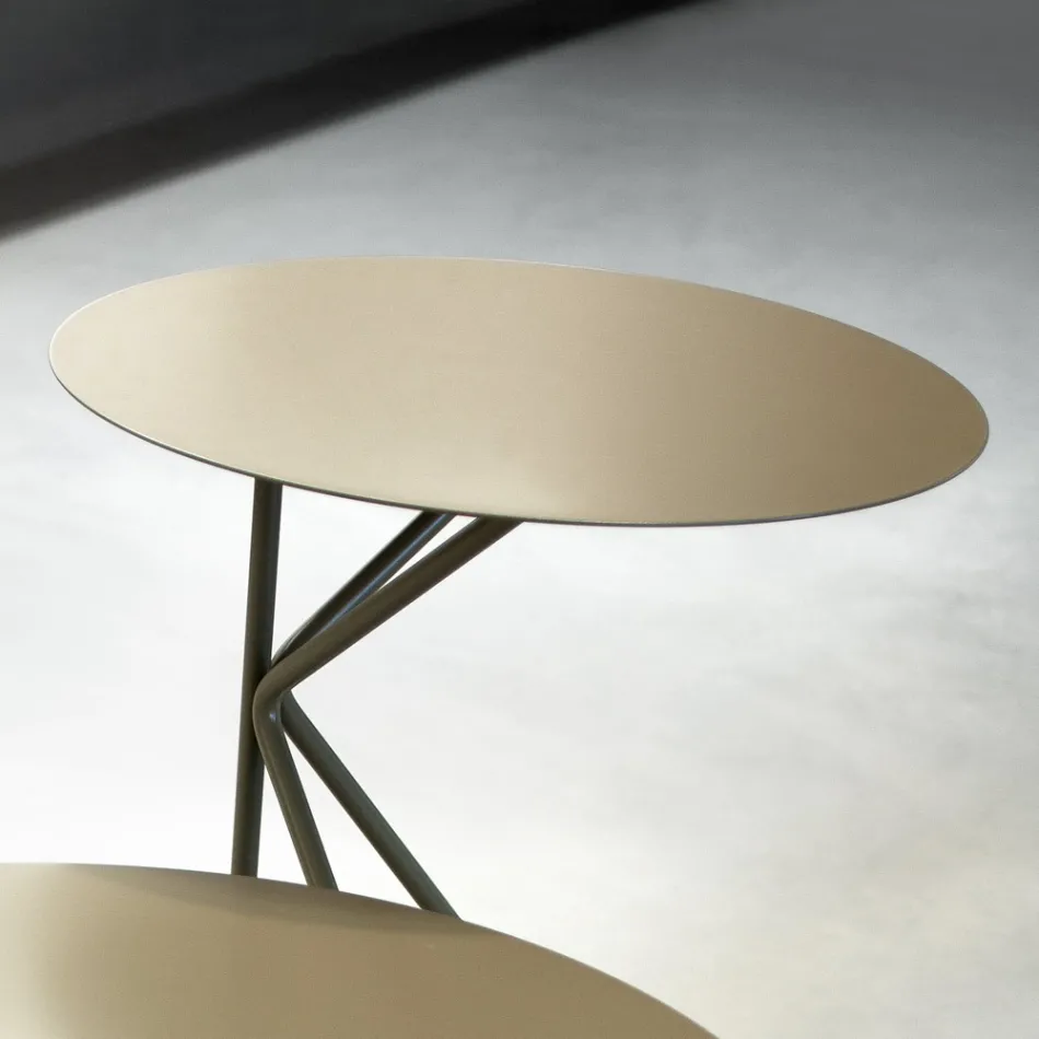 Round Metal Coffee Table, Design in Various Colors and 2 Sizes - Olesya Viadurini